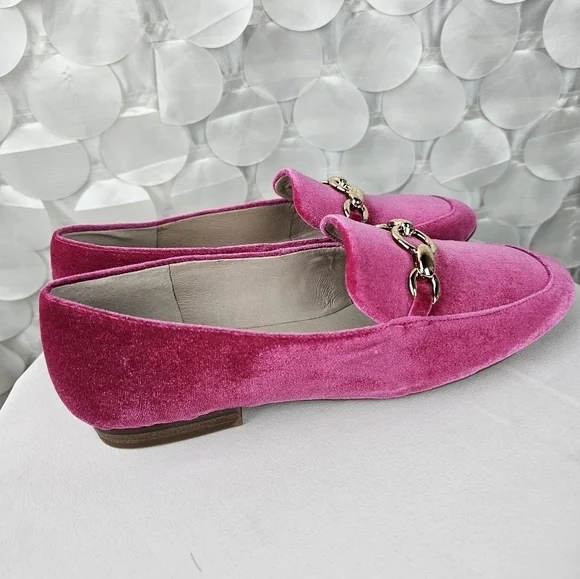 Gianni Bini Buckle Velvet Pink Flat Loafers Size 7 - Picture 5 of 12